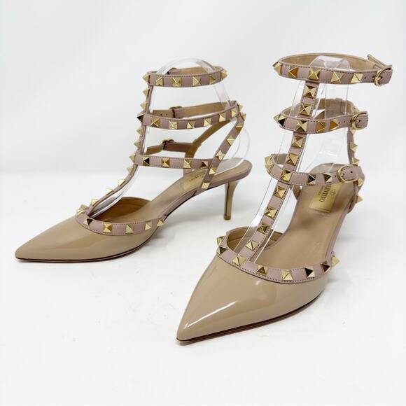 Valentino Shoes - Valentino Rockstud Caged 65 Strappy Pointed Toe Pump Heels